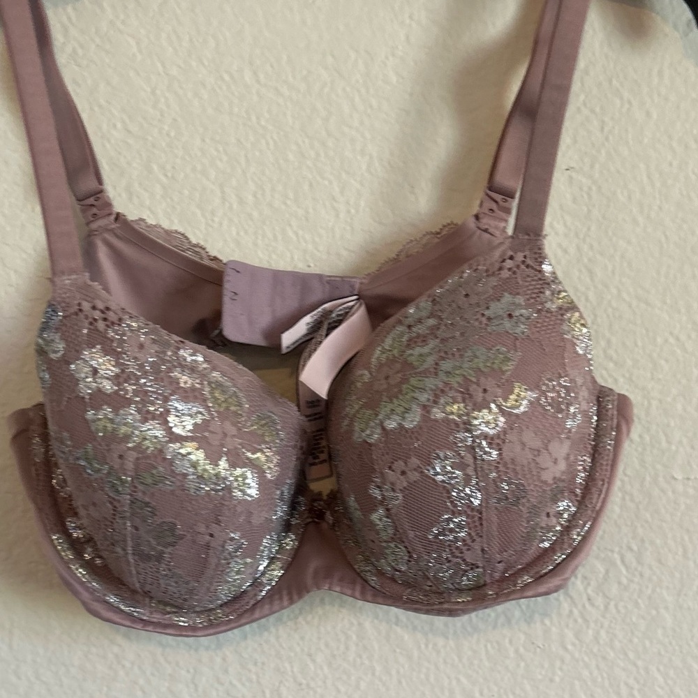 Victoria's Secret 34D mauve, pink and silver, wired padded push-up bra